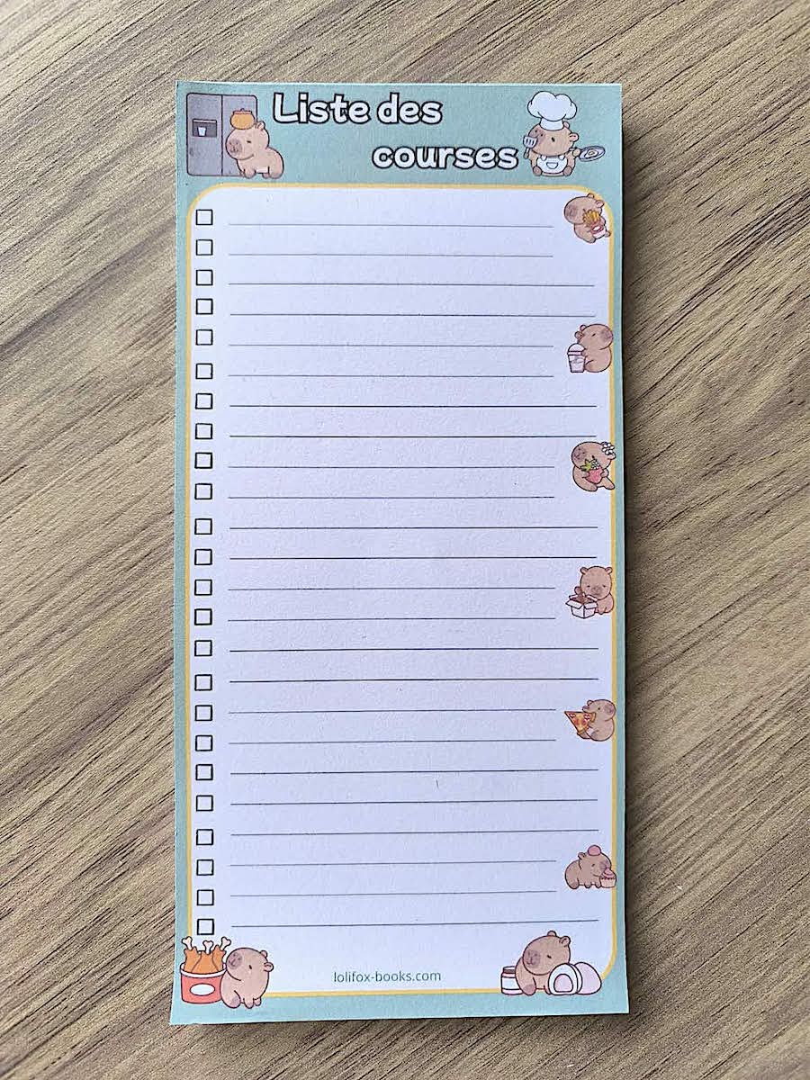 Planning des menus de la semaine A5 Capybara