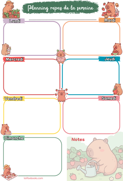 Liste des courses style Capybara Fraises